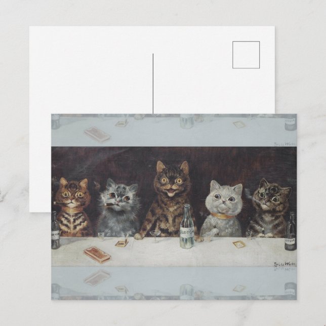 Die Bachelor-Feier der Katze Postkarte (Vorne/Hinten)