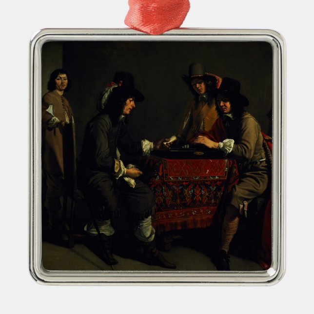 Die backgammon-Spieler Silbernes Ornament (Vorne)