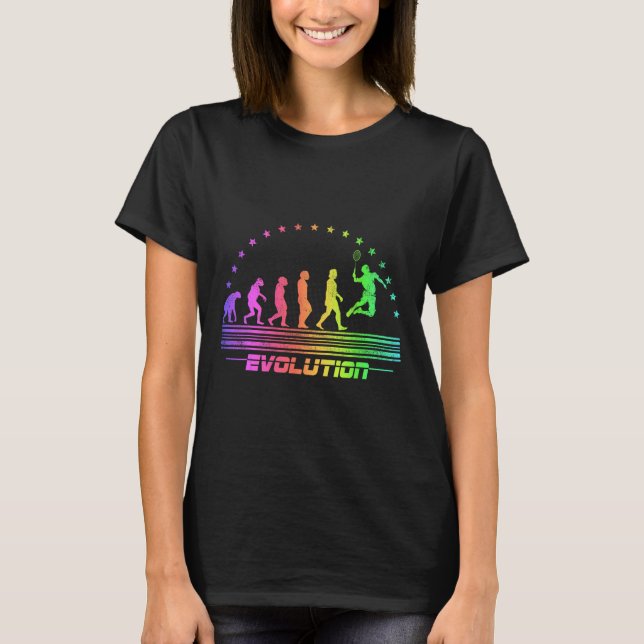 Die Badminton Evolutionen Retro Shuttle Men Badmi T-Shirt (Vorderseite)