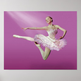 Die Ballerina auf rosa verlassen Poster
