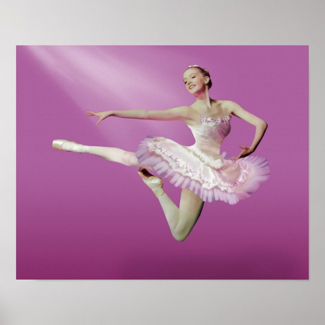 Die Ballerina auf rosa verlassen Poster (Vorne)