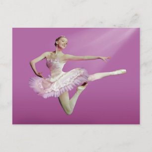 Die Ballerina auf rosa verlassen Postkarte