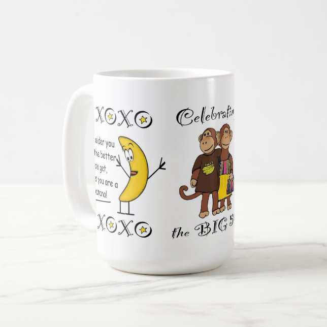 Die Bananen/Affen-Tasse der BIG 50 Kaffeetasse (Vorderseite Links)