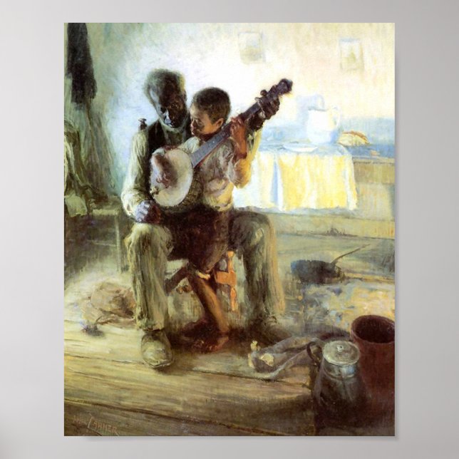 Die Banjo-Lehre von Henry Ossawa Tanner Poster (Vorne)