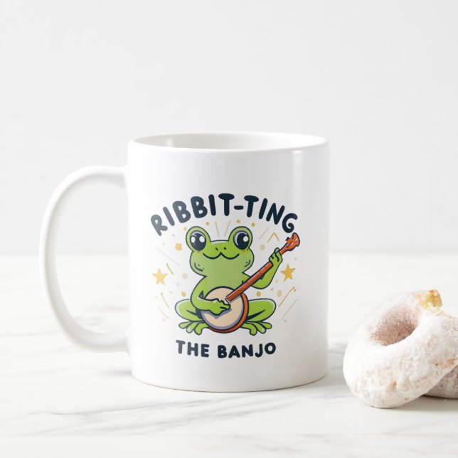 Die Banjo-Ribbit-Musik, Niedlicher Frosch spielen Kaffeetasse (Mit Donut)