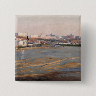 Die Banken des Flusses Manzanares, 1912 (Öl auf C Button