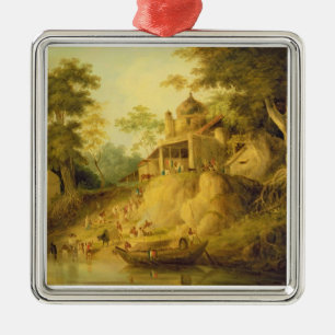 Die Banken des Ganges, c.1820-30 (Öl auf Leinwand Ornament Aus Metall