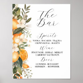 Die Bar florale Hochzeit Florals Orange Citrus Poster