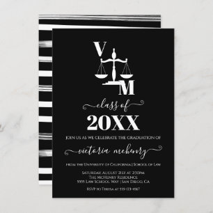 Die Bar Law School in Schwarz und Weiß bestanden Einladung