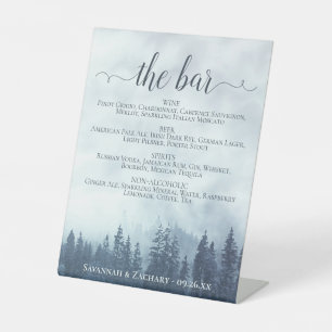 Die Bar - Misty Blue Pines Drinks Menü Hochzeit Sockelschild