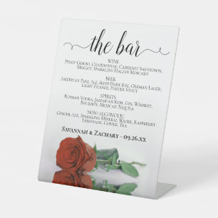 Die Bar - Rost Orange Rose Drinks Menü Hochzeit Sockelschild