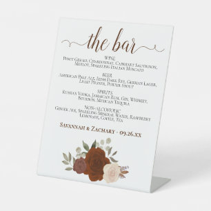 Die Bar - Rost Orange Rose Drinks Menü Hochzeit Sockelschild