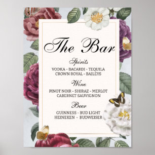 Die Bar Wedding Bloom Butterfly Vintag Poster