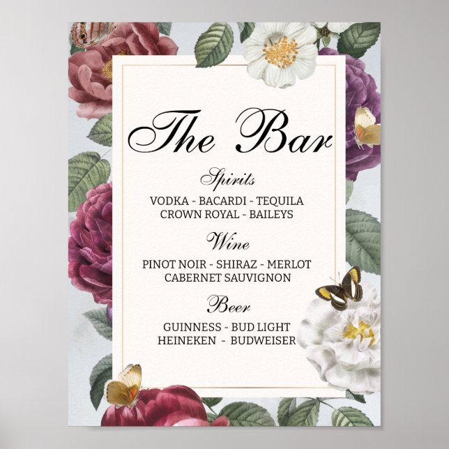 Die Bar Wedding Bloom Butterfly Vintag Poster (Vorne)
