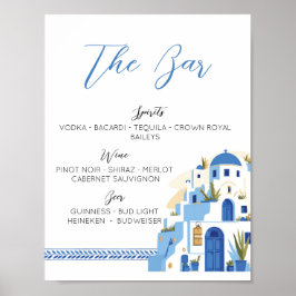 Die Bar Wedding Santorini Griechenland Blau Weiß Poster