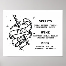 Die Bar Wedding Traditional Tattoo Heart Rock Poster