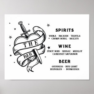 Die Bar Wedding Traditional Tattoo Heart Rock Poster