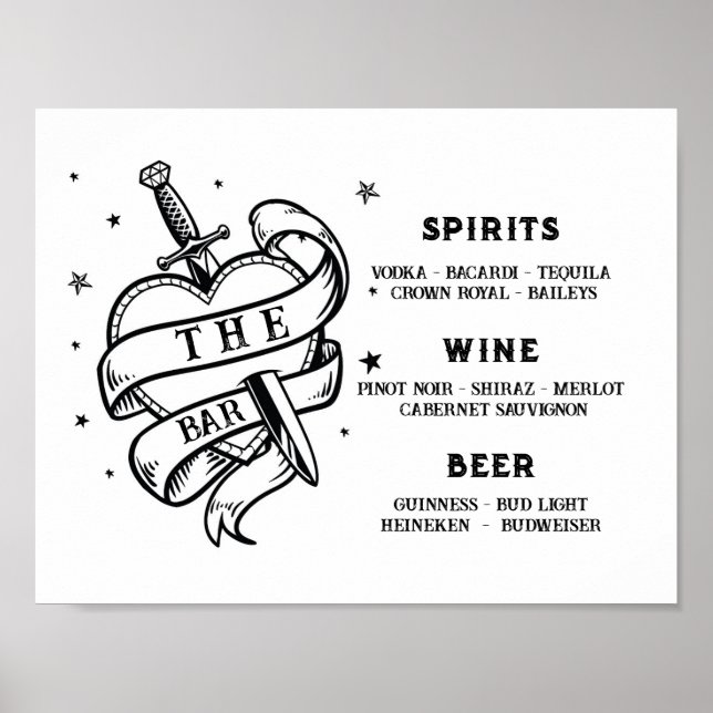 Die Bar Wedding Traditional Tattoo Heart Rock Poster (Vorne)