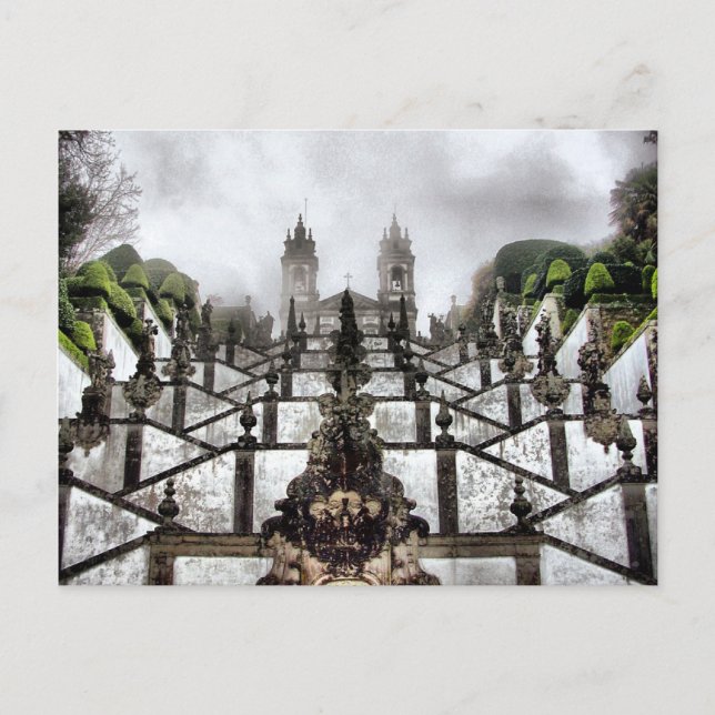 Die barocke Treppe von Bom Jesus in Braga Postkarte (Vorderseite)