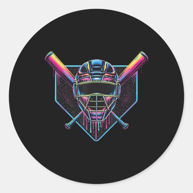 Die Baseball-Catcher-Maske, Baseball-Fan-Straße Runder Aufkleber (Vorderseite)