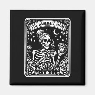 Die Baseball Mama Tarot Card Skelettkaffee Mutter Magnet
