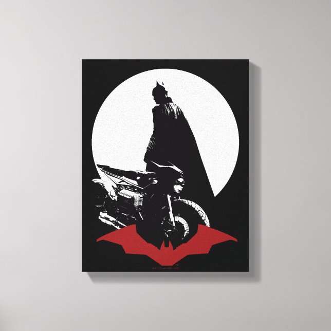 Die Batman Motorrad-Silhouette Leinwanddruck (Vorderseite)