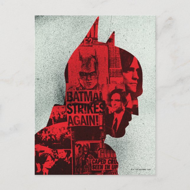 Die Batman Newspaper-Silhouette Postkarte (Vorderseite)