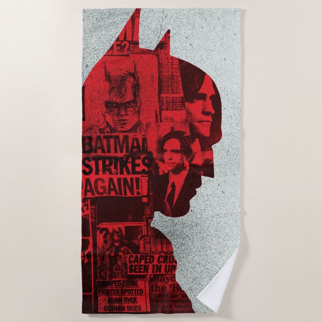 Die Batman Newspaper-Silhouette Strandtuch (Vorderseite)