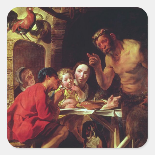 Die Bauern und der Satyr Quadratischer Aufkleber (Vorderseite)