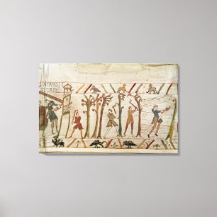 Die Bäume werden unten gehackt, um die Schiffe zu Leinwanddruck