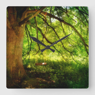 Die Baumschaukel Quadratische Wanduhr