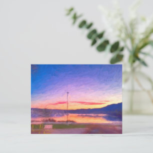 Die Bay Sunset Postcard   Original Art Tasmania Postkarte