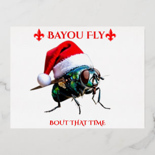 Die Bayou-Fliege wünscht frohe Feiertage Folien Feiertagspostkarte