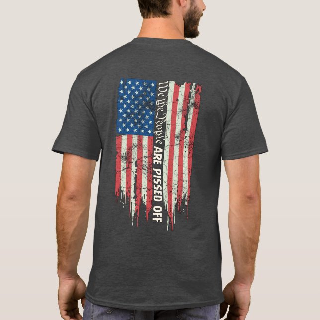 Die beängstigende amerikanische Fahne der Menschen T-Shirt (Rückseite)