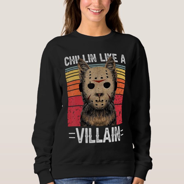 Die Beängstigende Halle im Villain Style Cat Retro Sweatshirt (Vorderseite)