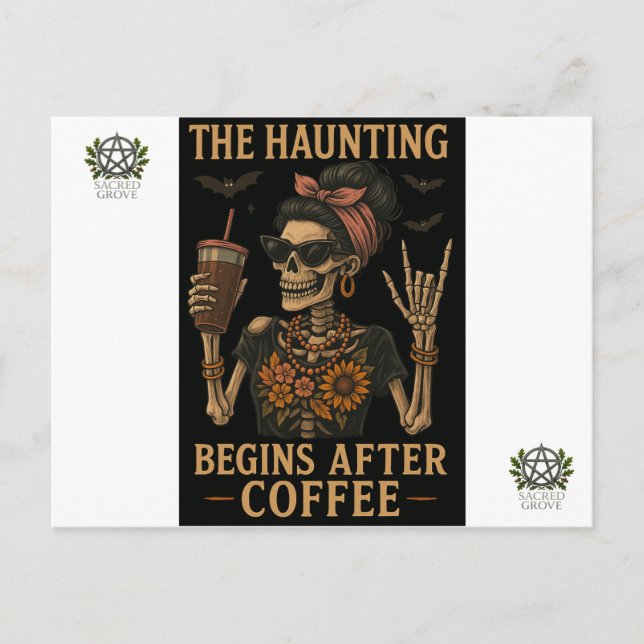 Die beängstigende Postkarte beginnt nach dem Kaffe (Vorderseite)