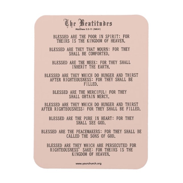Die Beatitudes Matthew 5:3-11 NKJV Magnet (Vertikal)