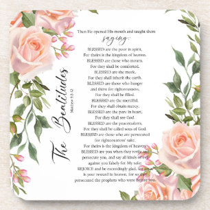 Die Beatitudes Matthew 5:3-12 Rose der Schrift Getränkeuntersetzer