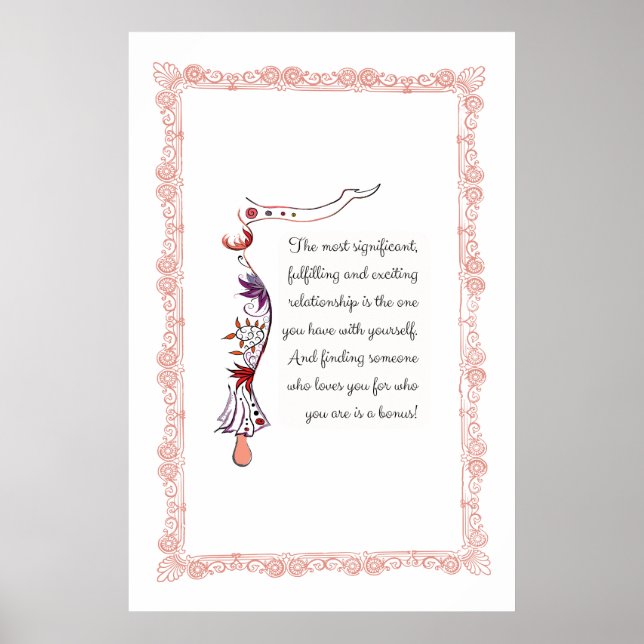 Die bedeutendste Beziehung, elegantes Zitat Poster (Vorne)