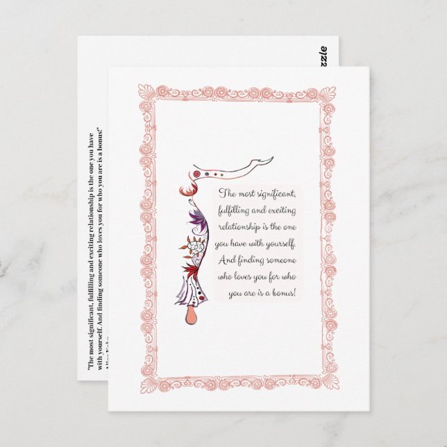Die bedeutendste Beziehung, elegantes Zitat Postkarte (Vorne/Hinten)