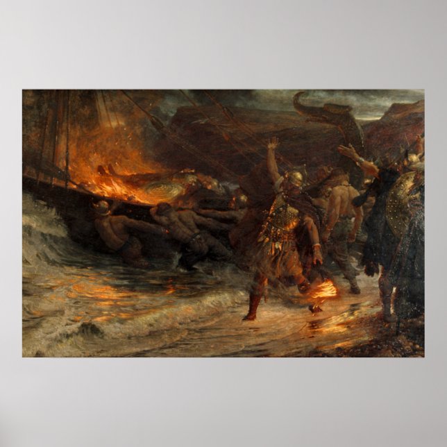 Die Beerdigung eines Wikinger Franks Dicksee 1893 Poster (Vorne)