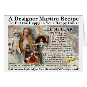 Die Begrüßungskarte für den Sidecar Cocktail