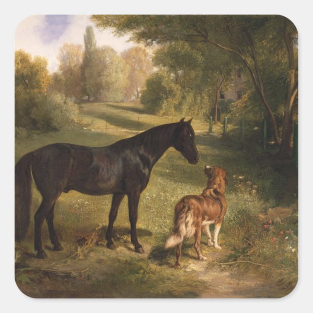 Die beiden Freunde Quadratischer Aufkleber (Vorderseite)