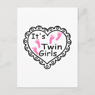 Die beiden Girls Pink Footprints Herz Postkarte