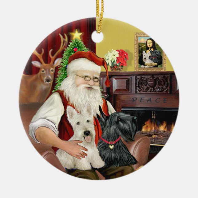 Die beiden schottischen Terrier des Weihnachtsmann Keramikornament (Vorne)