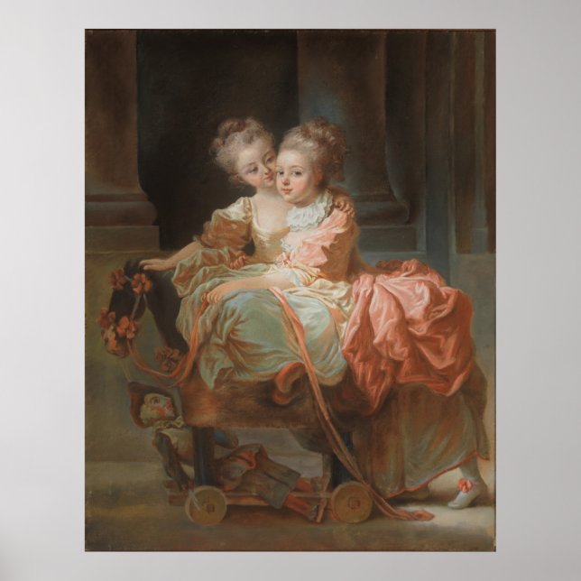 Die beiden Schwestern - Jean-Honoré Fragonard Poster (Vorne)