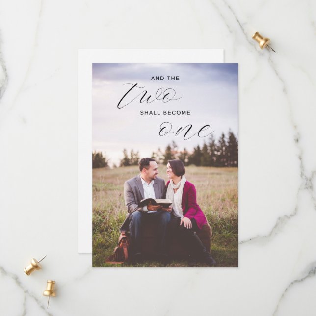 Die beiden werden zu einem religiösen Foto Save The Date (Vorderseite/Rückseite Beispiel)