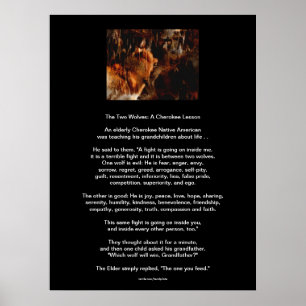 Die beiden WOLVES CHEROKEE TALE Indianerdrucke Poster