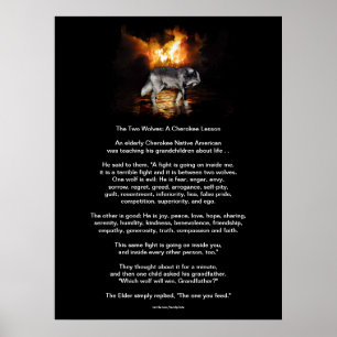 Die beiden WOLVES CHEROKEE TALE Indianerdrucke Poster
