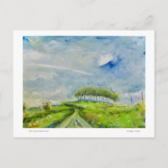 Die beinahe Zuhause-Bäume Postkarte (Vorderseite)